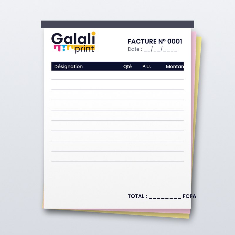 Facture autocopiante / bloc-notes