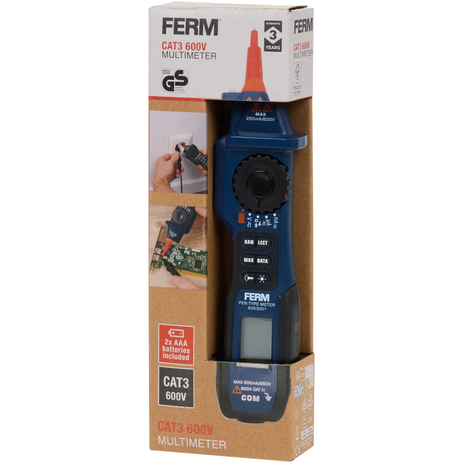Multimètre numérique stylo FERM CAT III