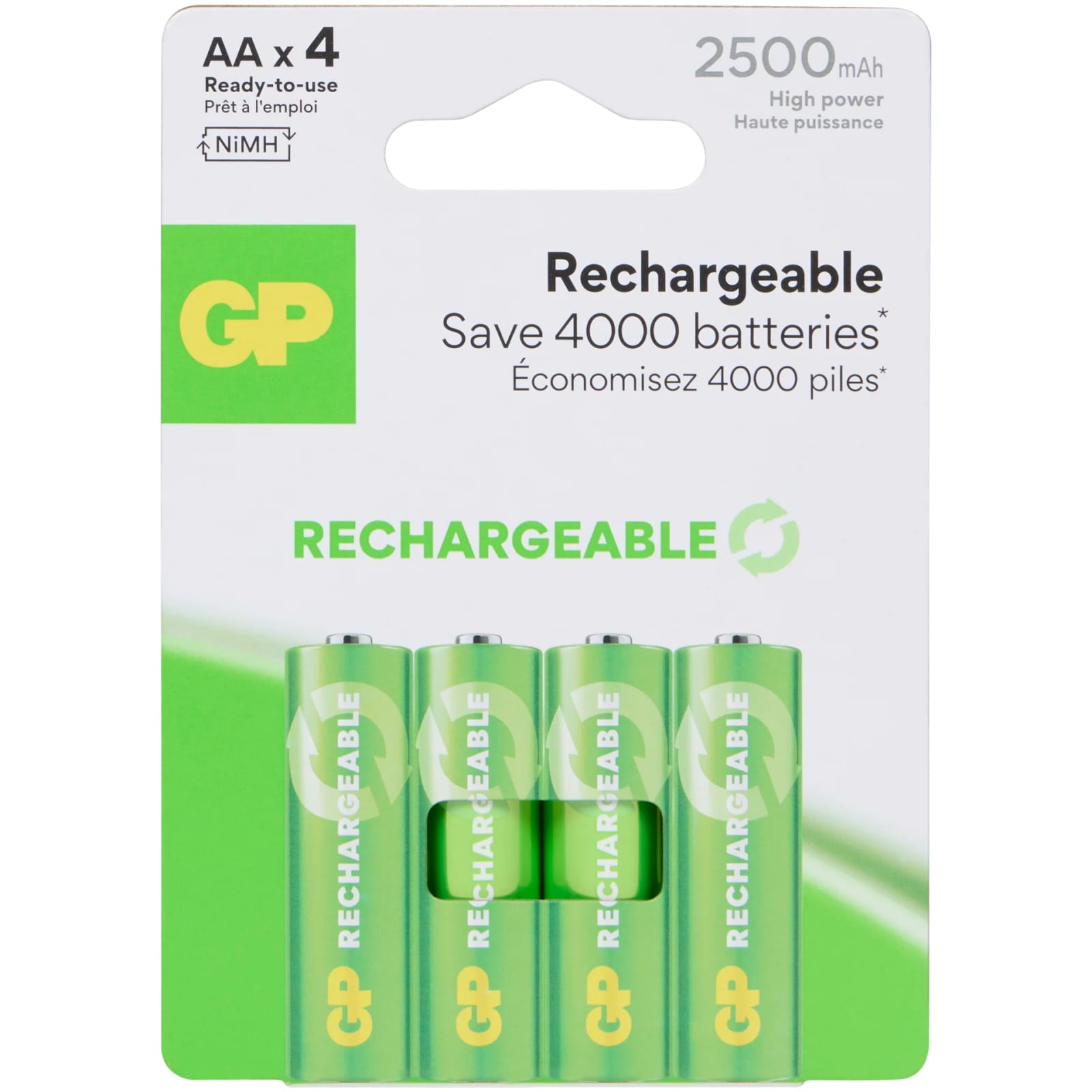 Piles rechargeables GP AA 2500 mAh